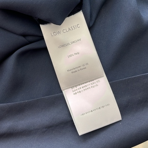 Low Classic Slim Cowl Dress Navy Button Belted - Picture 11 of 13